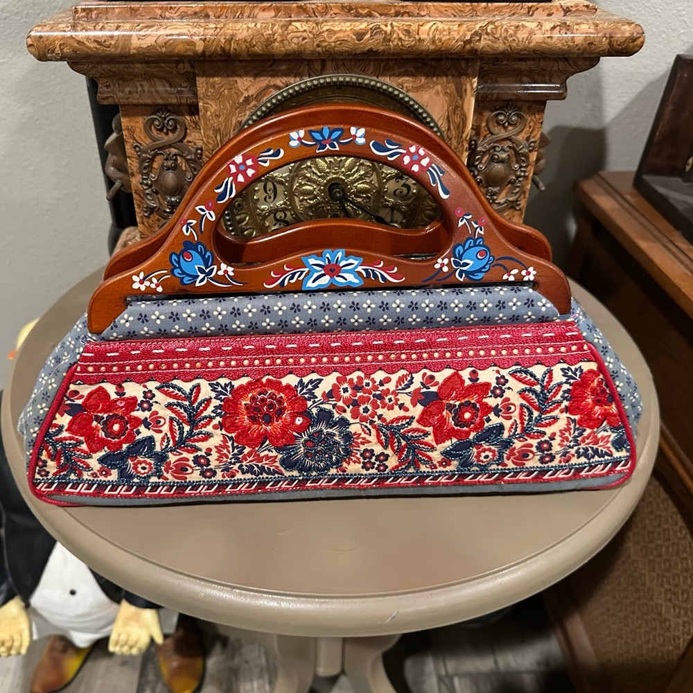 Isabella Fiore Vintage Hand-painted Floral Top Handle Purse in EUC